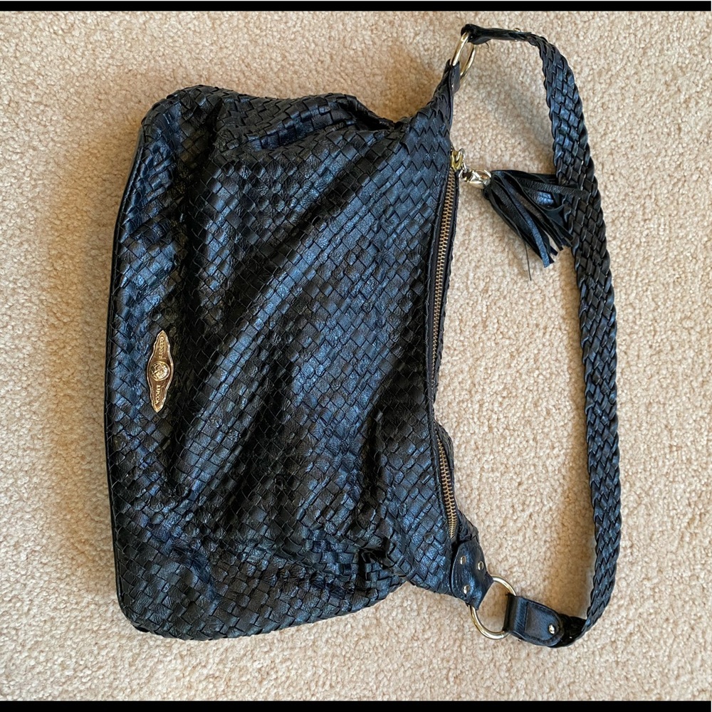 Elliott Lucca Black Woven Leather Purse
